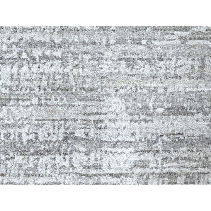 4'2" x 6'0" New Hand Loomed Grey Wool & Silk Rectangle Oriental Rug - MOA10210289