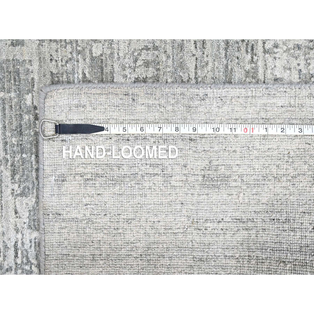 4'2" x 6'0" New Hand Loomed Grey Wool & Silk Rectangle Oriental Rug - MOA10210289