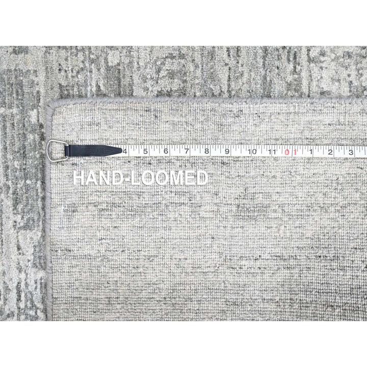 4'2" x 6'0" New Hand Loomed Grey Wool & Silk Rectangle Oriental Rug - MOA10210289