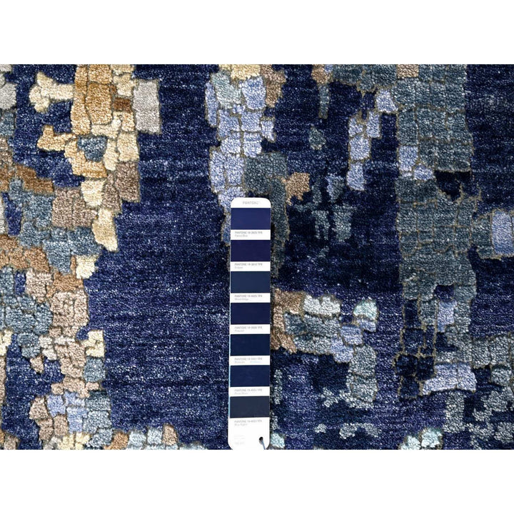 10'0" x 13'10" New Hand Knotted Blue Wool & Silk Rectangle Oriental Rug - MOA10210293
