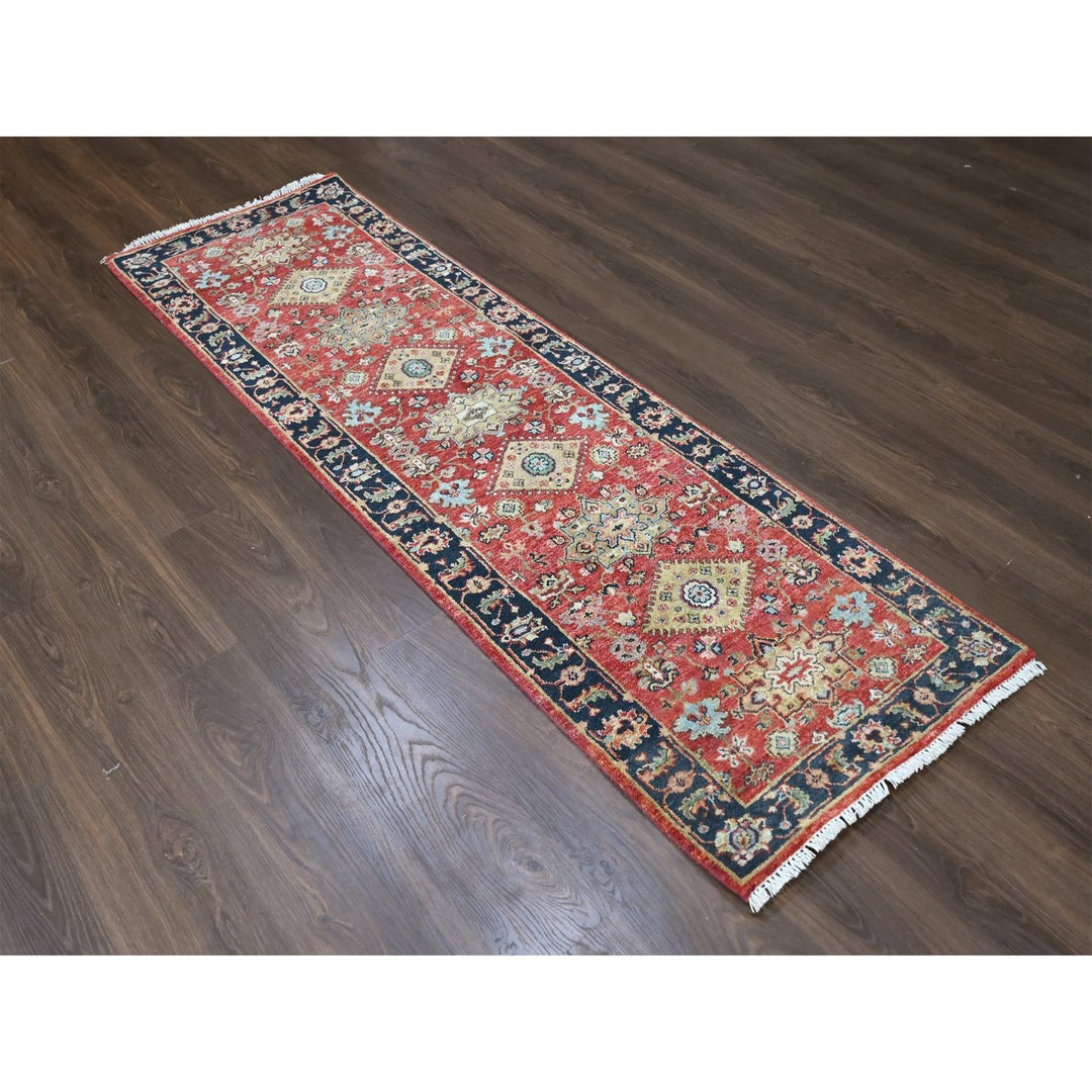 2'7" x 8'2" New Hand Knotted Red Wool Runner Oriental Rug - MOA10210295