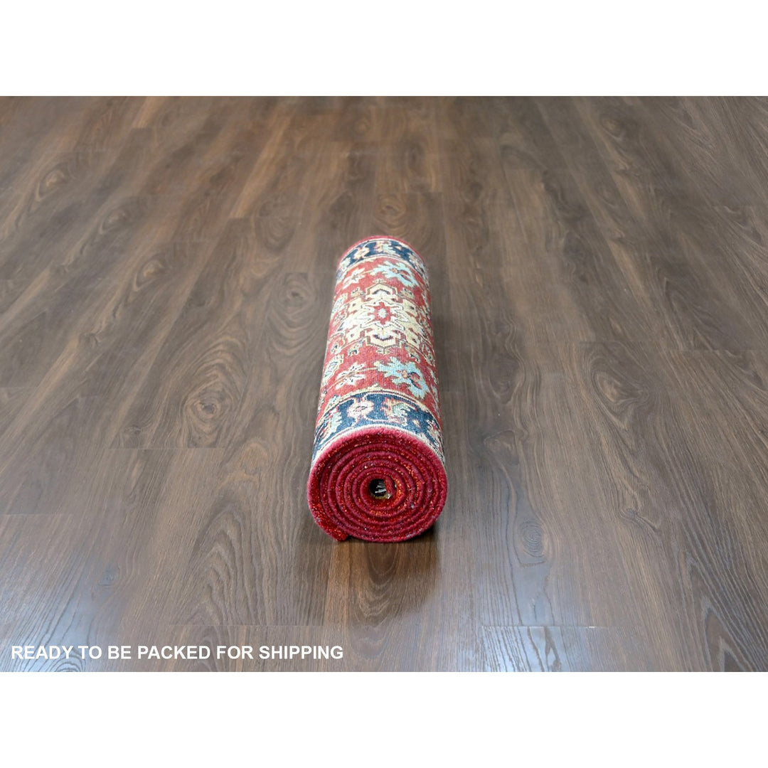 2'7" x 8'2" New Hand Knotted Red Wool Runner Oriental Rug - MOA10210295
