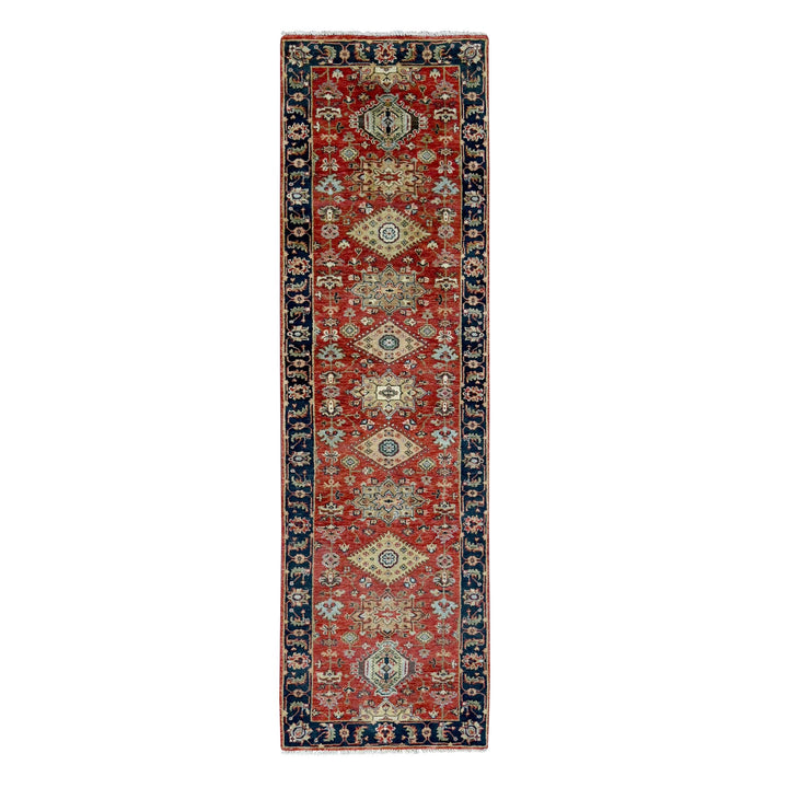 2'9" x 9'10" New Hand Knotted Red Wool Runner Oriental Rug - MOA10210296