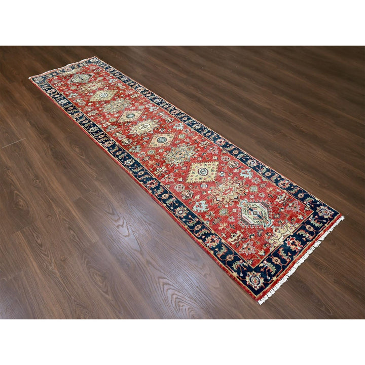 2'9" x 9'10" New Hand Knotted Red Wool Runner Oriental Rug - MOA10210296