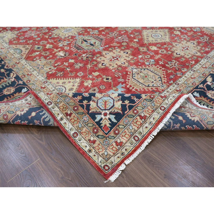 12'0" x 14'11" New Hand Knotted Red Wool Rectangle Oriental Rug - MOA10210299