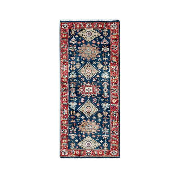 2'7" x 5'11" New Hand Knotted Blue Wool Runner Oriental Rug - MOA10210301
