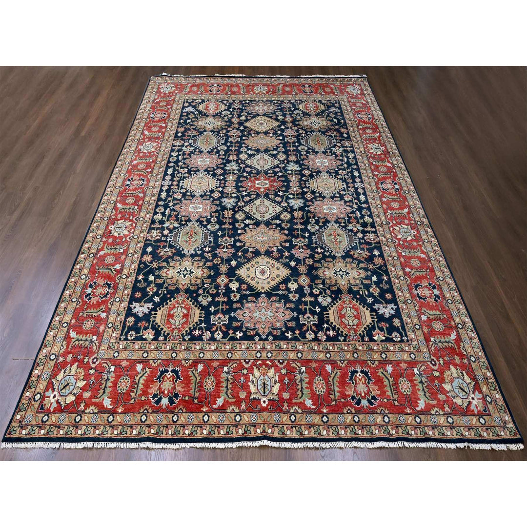 10'1" x 13'10" New Hand Knotted Blue Wool Rectangle Oriental Rug - MOA10210303