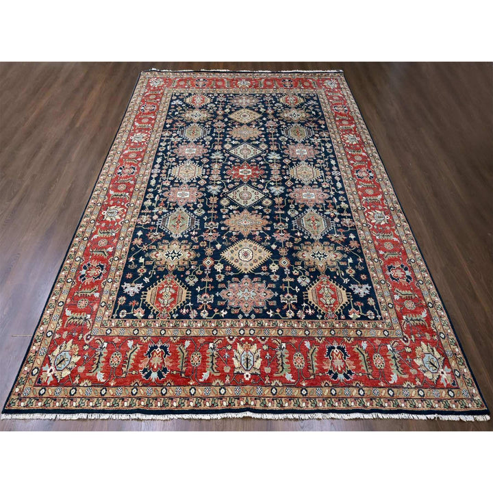 10'1" x 13'10" New Hand Knotted Blue Wool Rectangle Oriental Rug - MOA10210303
