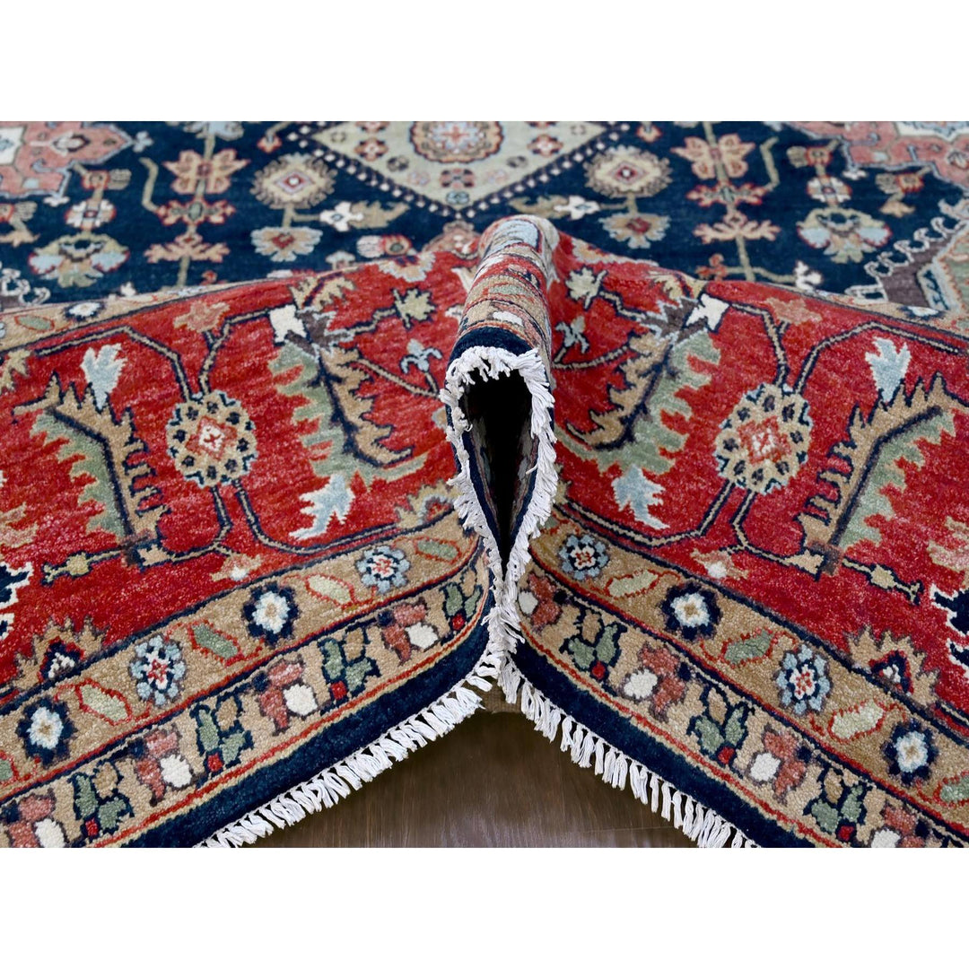 10'1" x 13'10" New Hand Knotted Blue Wool Rectangle Oriental Rug - MOA10210303