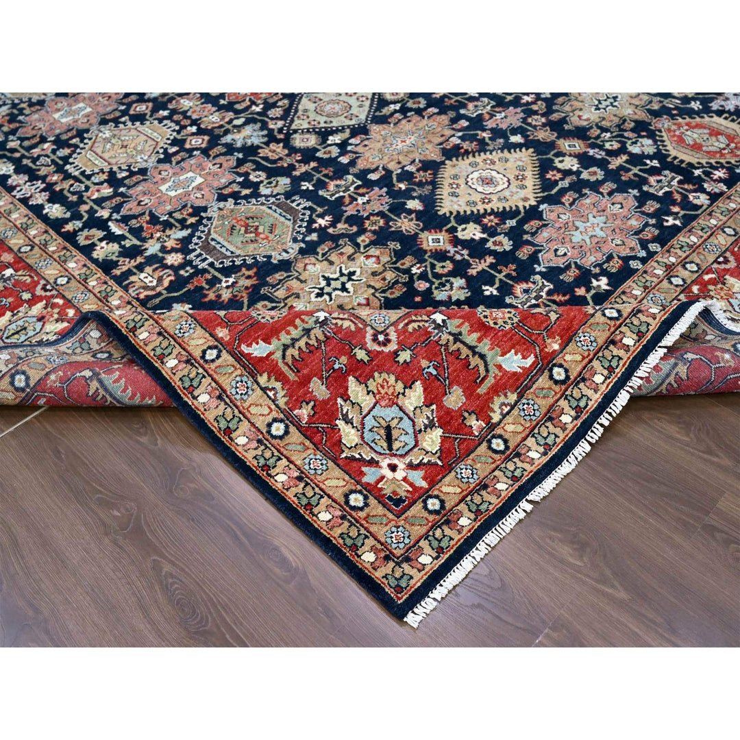 10'1" x 13'10" New Hand Knotted Blue Wool Rectangle Oriental Rug - MOA10210303