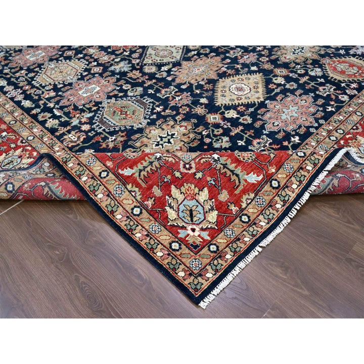 10'1" x 13'10" New Hand Knotted Blue Wool Rectangle Oriental Rug - MOA10210303