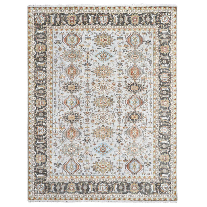 9'0" x 11'10" New Hand Knotted Grey Wool Rectangle Oriental Rug - MOA10210304