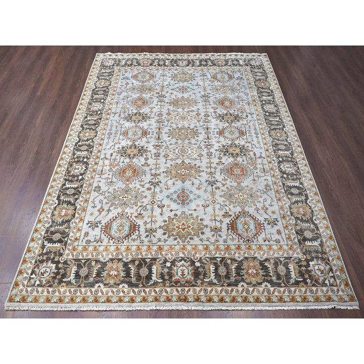9'0" x 11'10" New Hand Knotted Grey Wool Rectangle Oriental Rug - MOA10210304