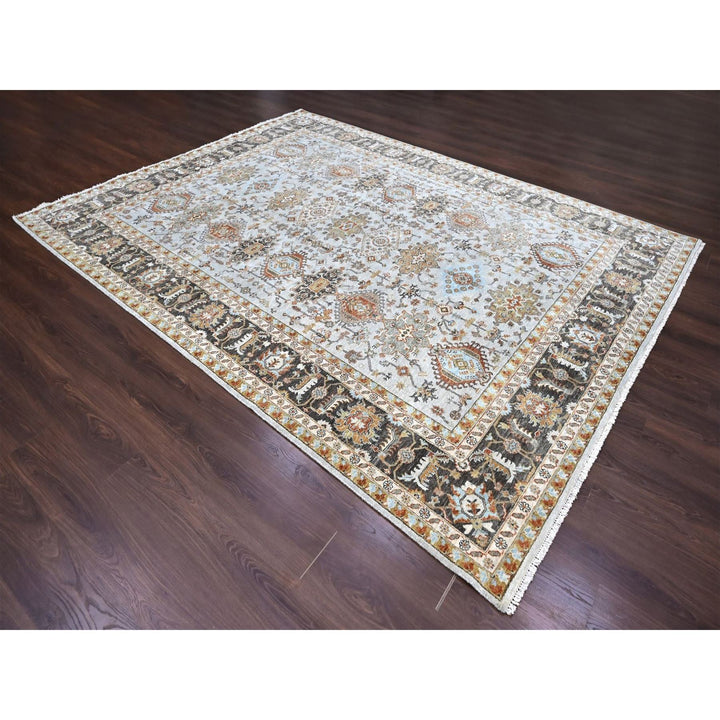 9'0" x 11'10" New Hand Knotted Grey Wool Rectangle Oriental Rug - MOA10210304