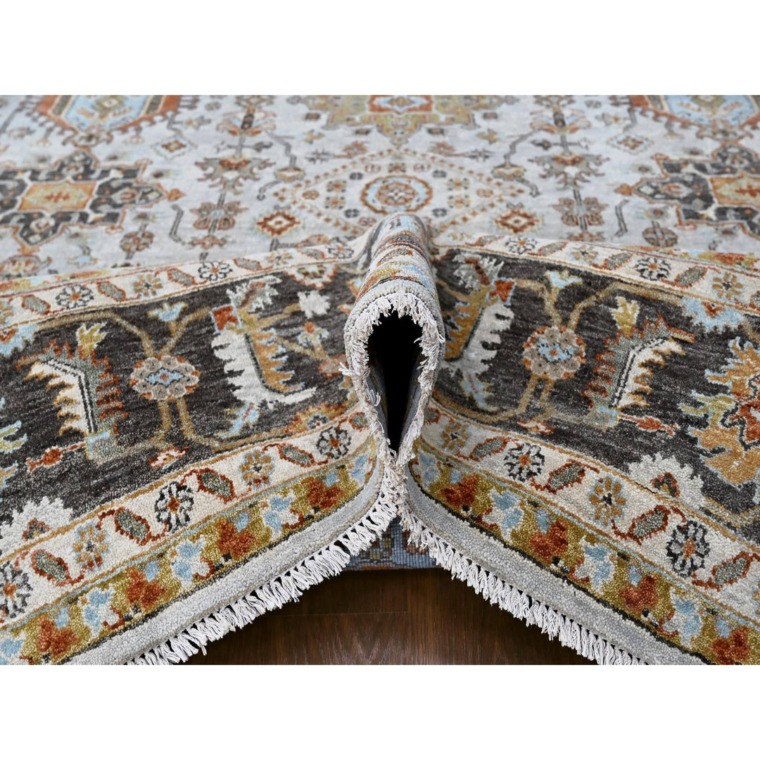 9'0" x 11'10" New Hand Knotted Grey Wool Rectangle Oriental Rug - MOA10210304