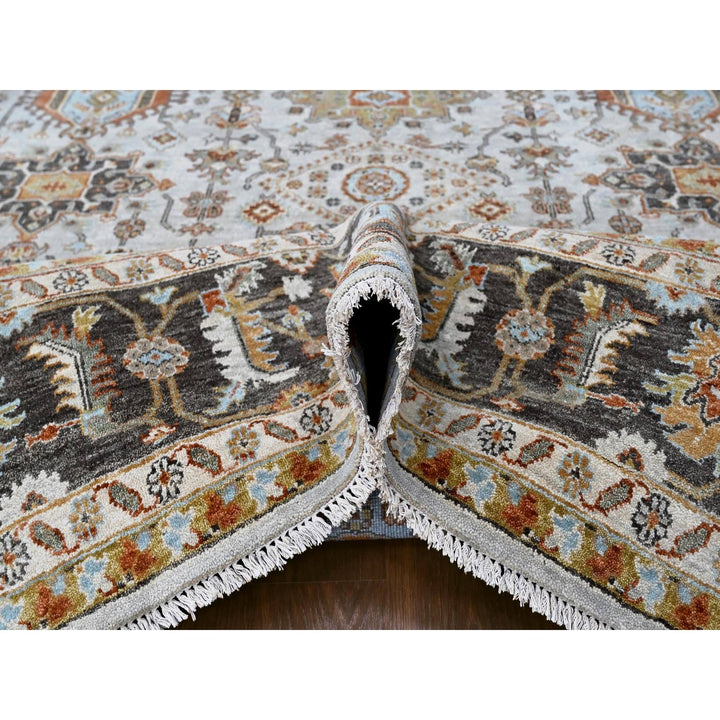 9'0" x 11'10" New Hand Knotted Grey Wool Rectangle Oriental Rug - MOA10210304