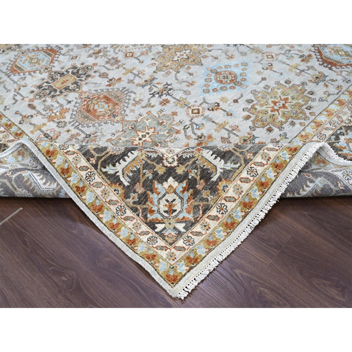 9'0" x 11'10" New Hand Knotted Grey Wool Rectangle Oriental Rug - MOA10210304