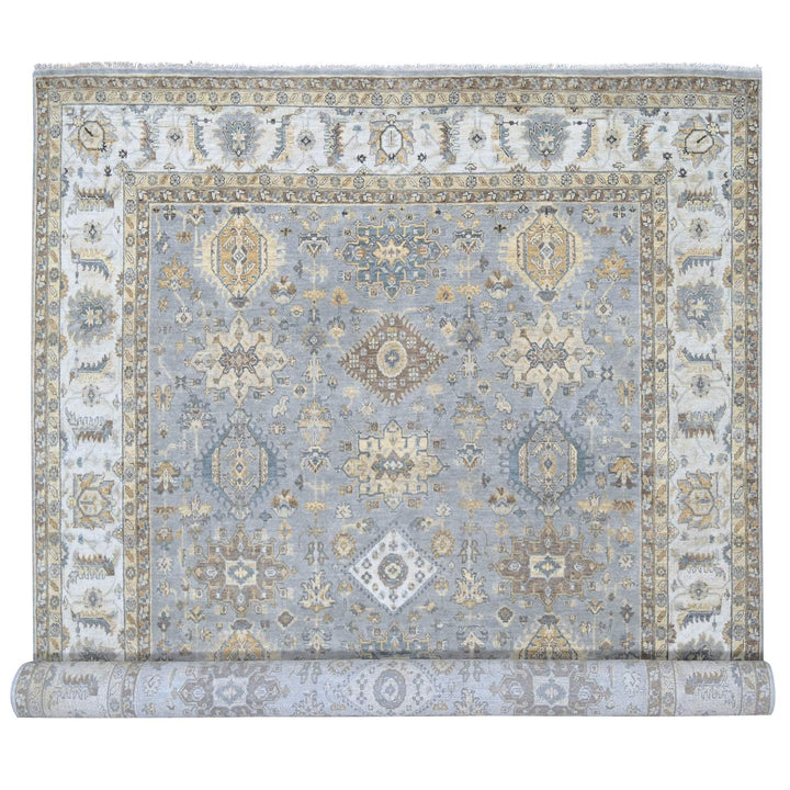 10'1" x 14'2" New Hand Knotted Grey Wool Rectangle Oriental Rug - MOA10210305