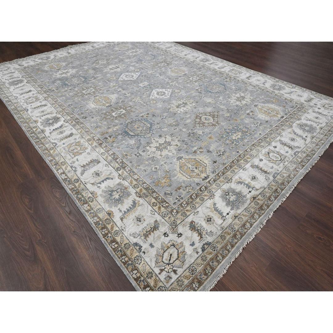 10'1" x 14'2" New Hand Knotted Grey Wool Rectangle Oriental Rug - MOA10210305