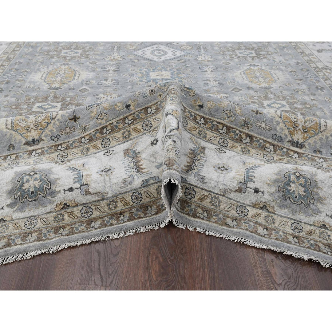 10'1" x 14'2" New Hand Knotted Grey Wool Rectangle Oriental Rug - MOA10210305