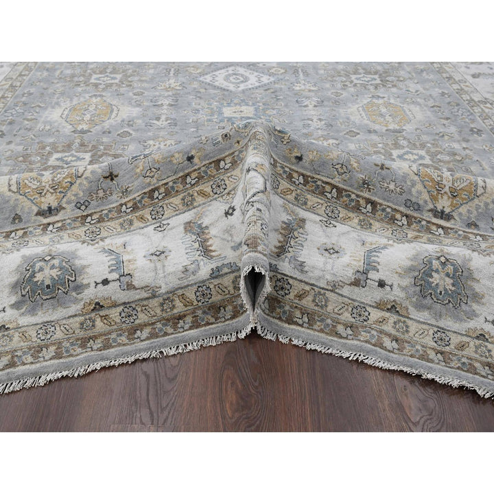 10'1" x 14'2" New Hand Knotted Grey Wool Rectangle Oriental Rug - MOA10210305