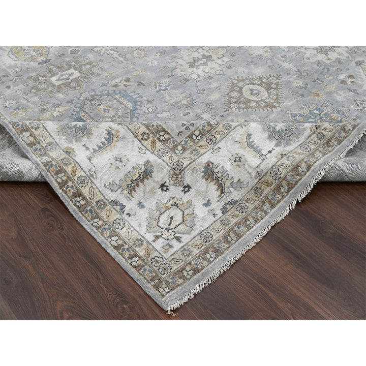 10'1" x 14'2" New Hand Knotted Grey Wool Rectangle Oriental Rug - MOA10210305
