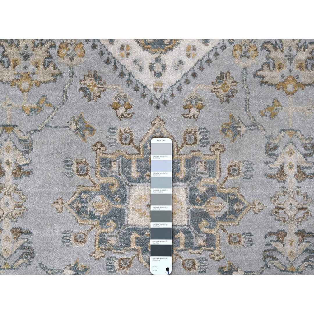 10'1" x 14'2" New Hand Knotted Grey Wool Rectangle Oriental Rug - MOA10210305