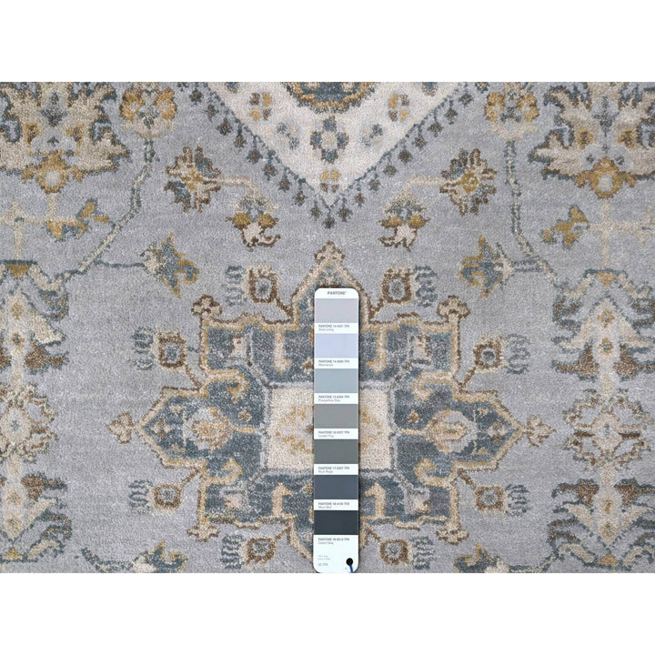 10'1" x 14'2" New Hand Knotted Grey Wool Rectangle Oriental Rug - MOA10210305