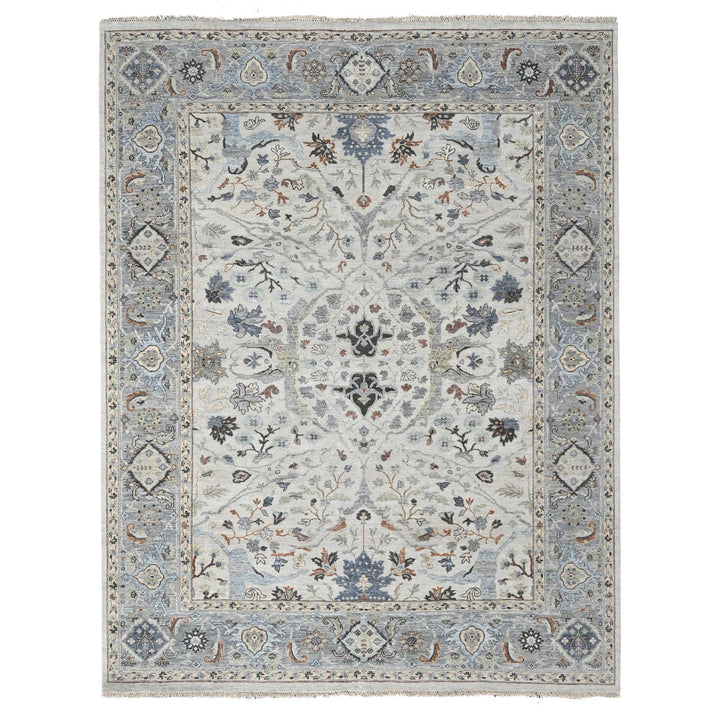 8'0" x 9'10" New Hand Knotted Grey Wool Rectangle Oriental Rug - MOA10210306