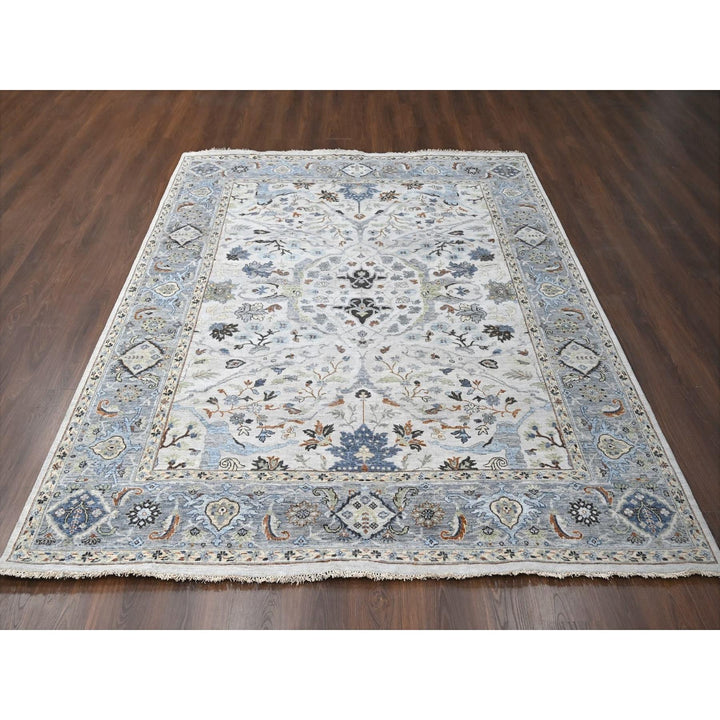 8'0" x 9'10" New Hand Knotted Grey Wool Rectangle Oriental Rug - MOA10210306