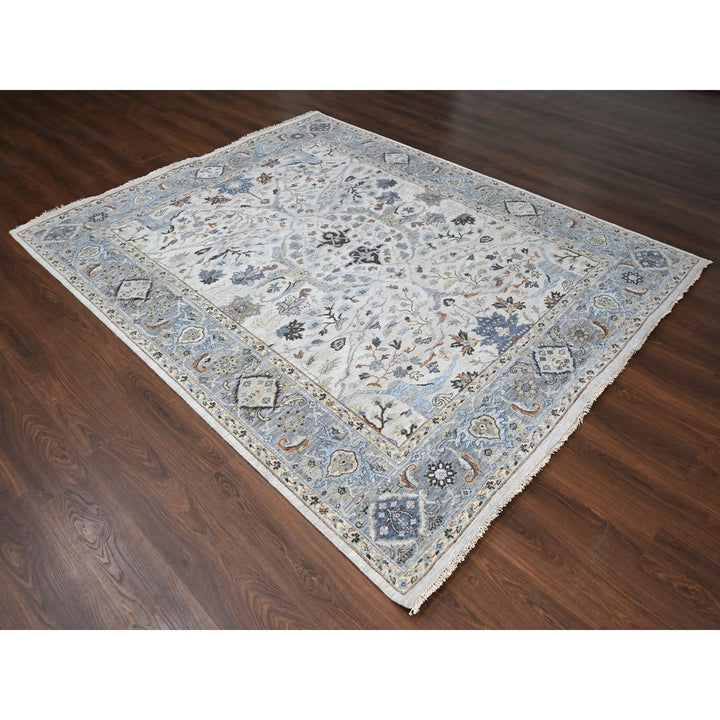 8'0" x 9'10" New Hand Knotted Grey Wool Rectangle Oriental Rug - MOA10210306