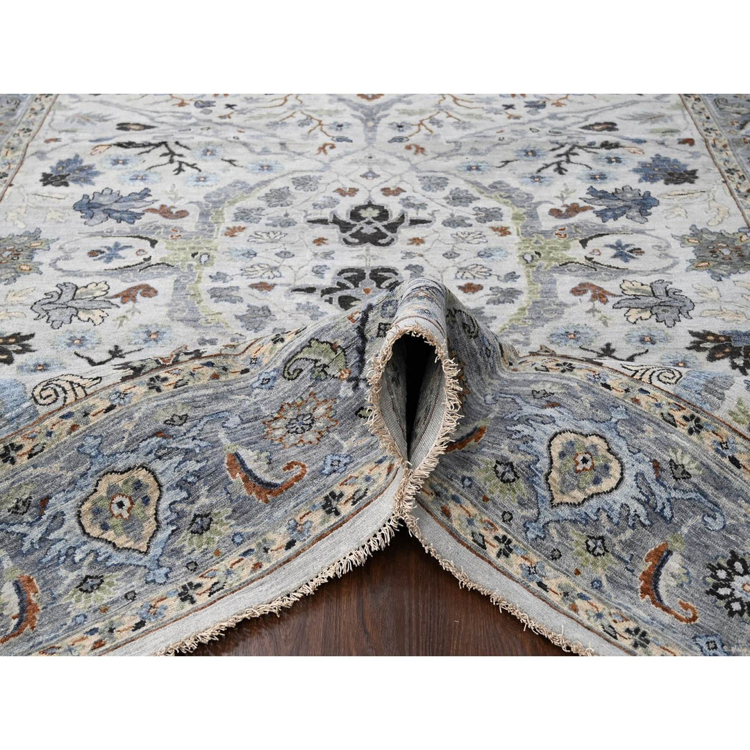 8'0" x 9'10" New Hand Knotted Grey Wool Rectangle Oriental Rug - MOA10210306