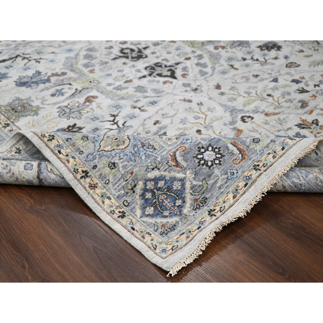 8'0" x 9'10" New Hand Knotted Grey Wool Rectangle Oriental Rug - MOA10210306