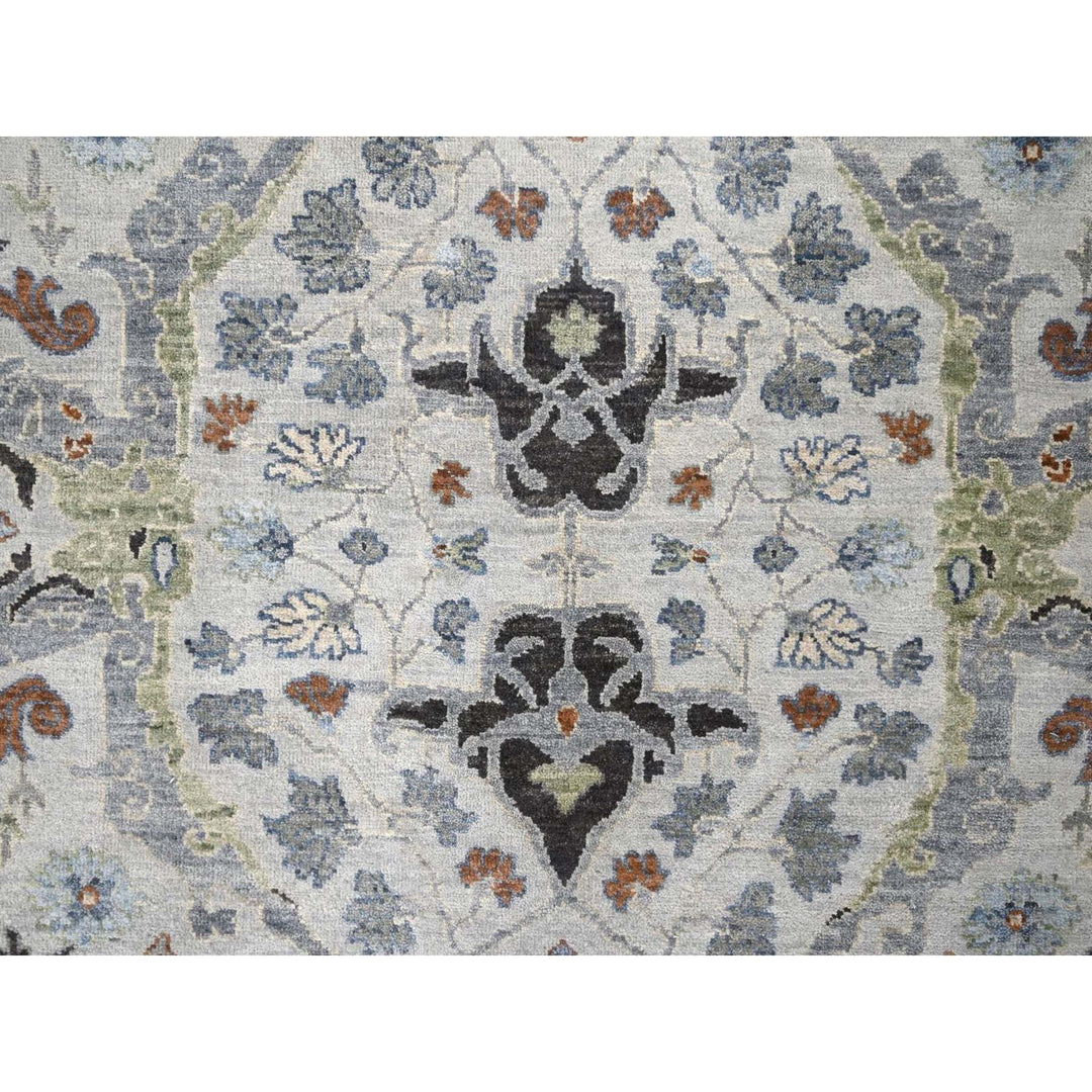8'0" x 9'10" New Hand Knotted Grey Wool Rectangle Oriental Rug - MOA10210306