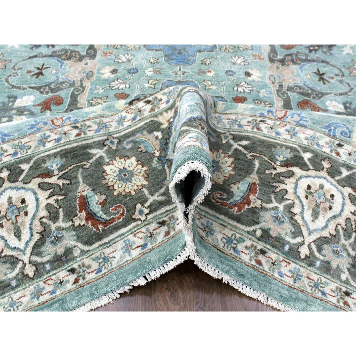 8'11" x 11'9" New Hand Knotted Teal Wool Rectangle Oriental Rug - MOA10210309
