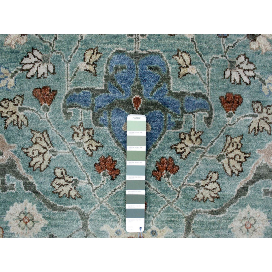 8'11" x 11'9" New Hand Knotted Teal Wool Rectangle Oriental Rug - MOA10210309