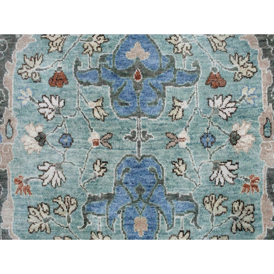 8'11" x 11'9" New Hand Knotted Teal Wool Rectangle Oriental Rug - MOA10210309