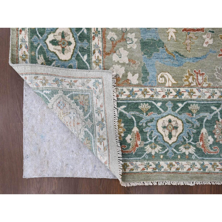 9'0" x 11'10" New Hand Knotted Green Wool Rectangle Oriental Rug - MOA10210310