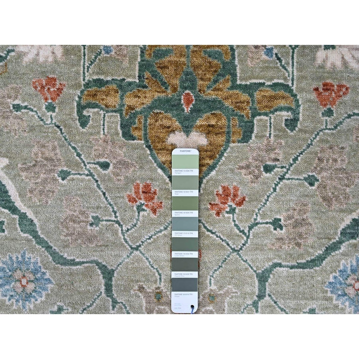 9'0" x 11'10" New Hand Knotted Green Wool Rectangle Oriental Rug - MOA10210310