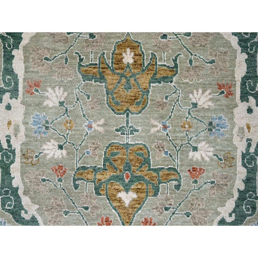 9'0" x 11'10" New Hand Knotted Green Wool Rectangle Oriental Rug - MOA10210310