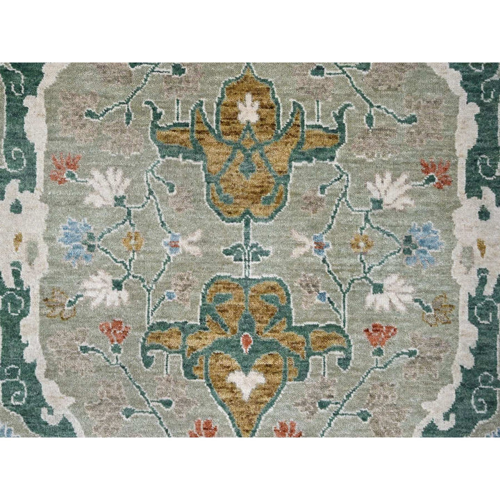 9'0" x 11'10" New Hand Knotted Green Wool Rectangle Oriental Rug - MOA10210310
