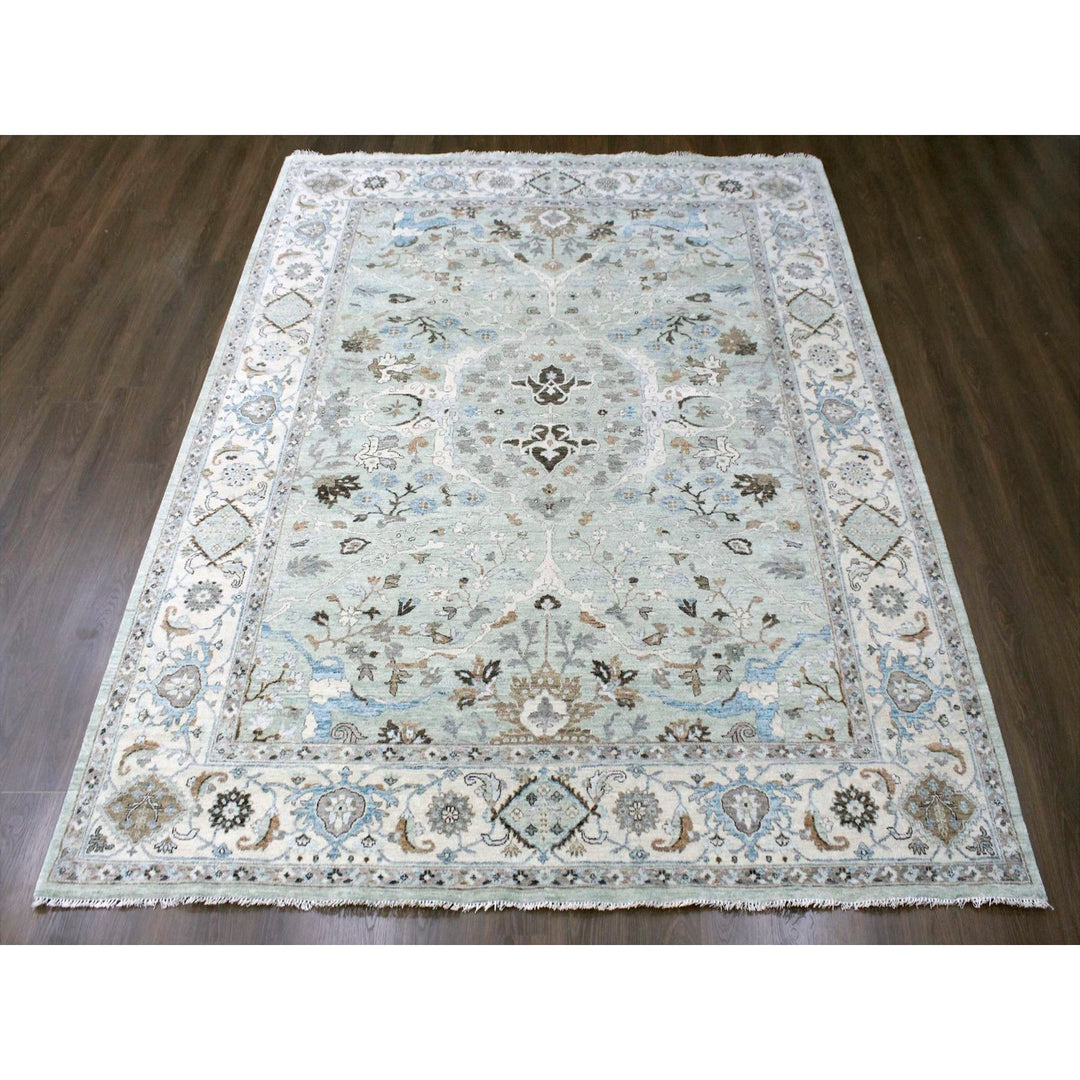 8'10" x 11'9" New Hand Knotted Blue Wool Rectangle Oriental Rug - MOA10210311