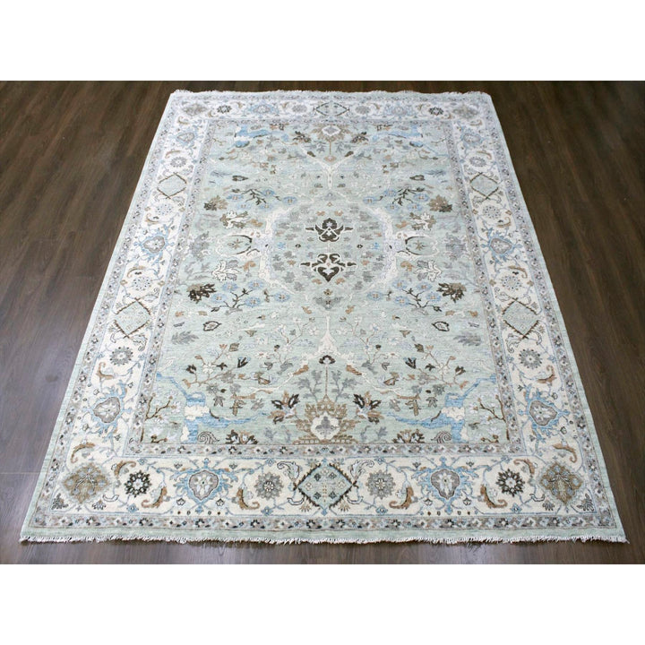 8'10" x 11'9" New Hand Knotted Blue Wool Rectangle Oriental Rug - MOA10210311
