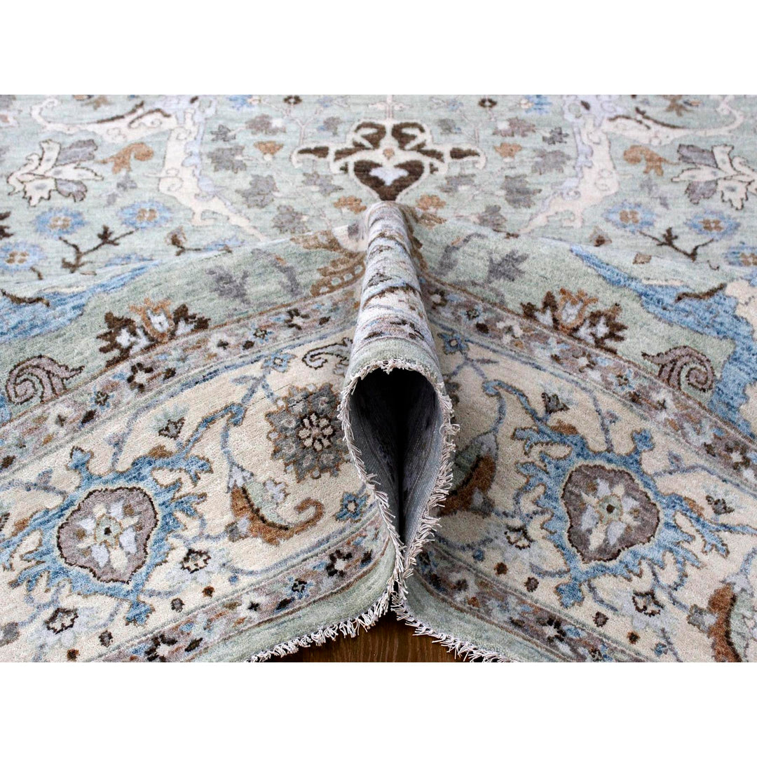 8'10" x 11'9" New Hand Knotted Blue Wool Rectangle Oriental Rug - MOA10210311