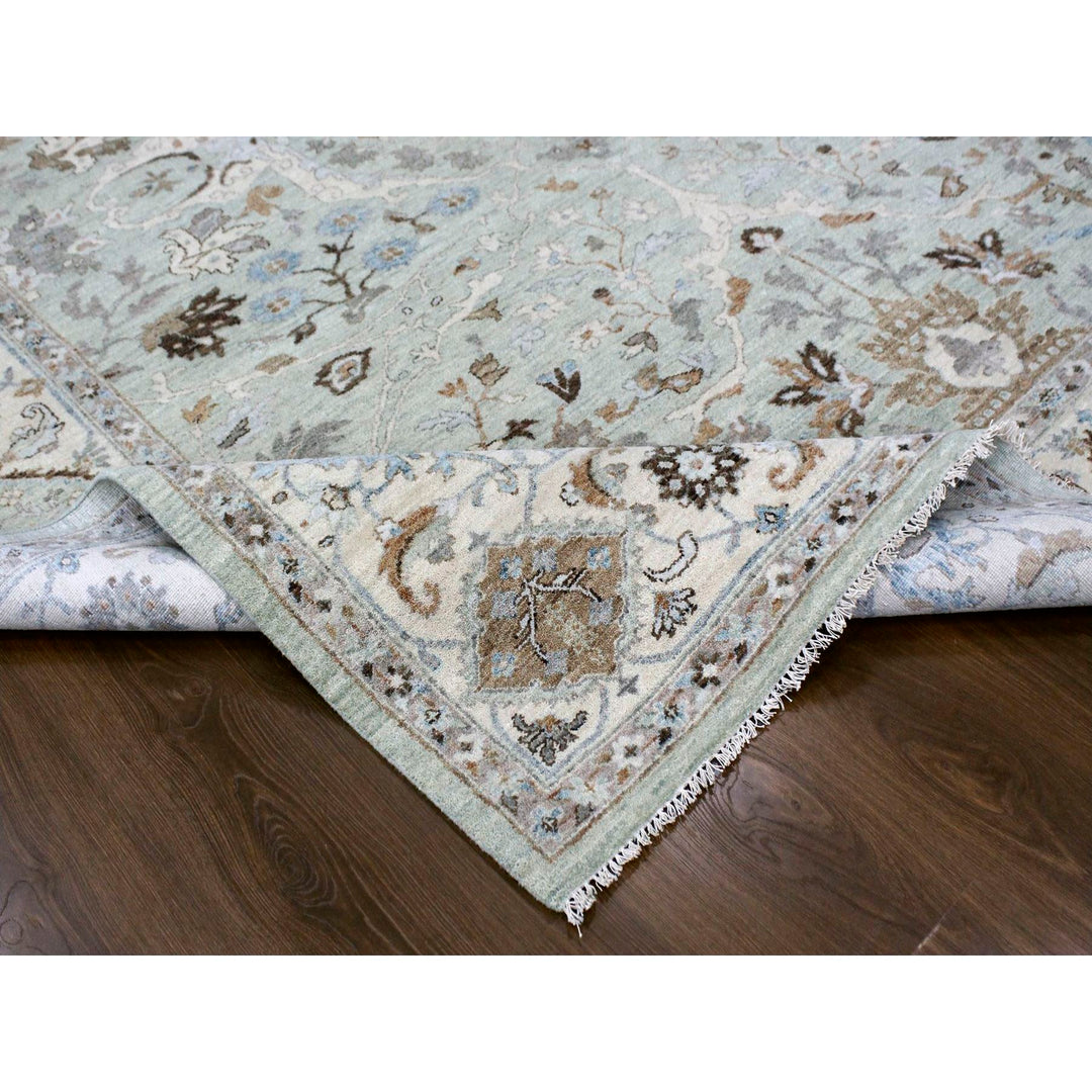 8'10" x 11'9" New Hand Knotted Blue Wool Rectangle Oriental Rug - MOA10210311