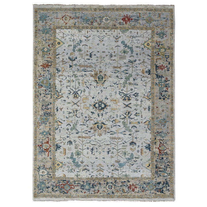 8'10" x 11'10" New Hand Knotted Grey Wool Rectangle Oriental Rug - MOA10210312