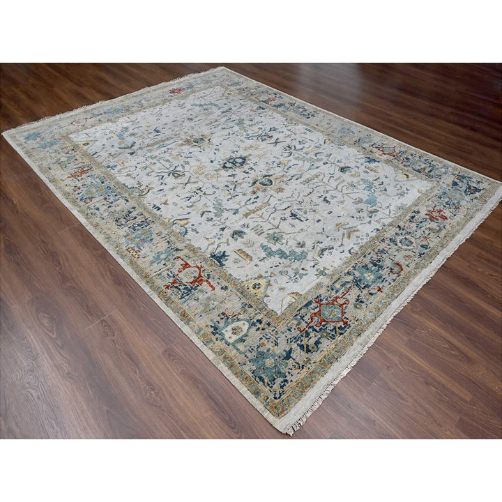 8'10" x 11'10" New Hand Knotted Grey Wool Rectangle Oriental Rug - MOA10210312