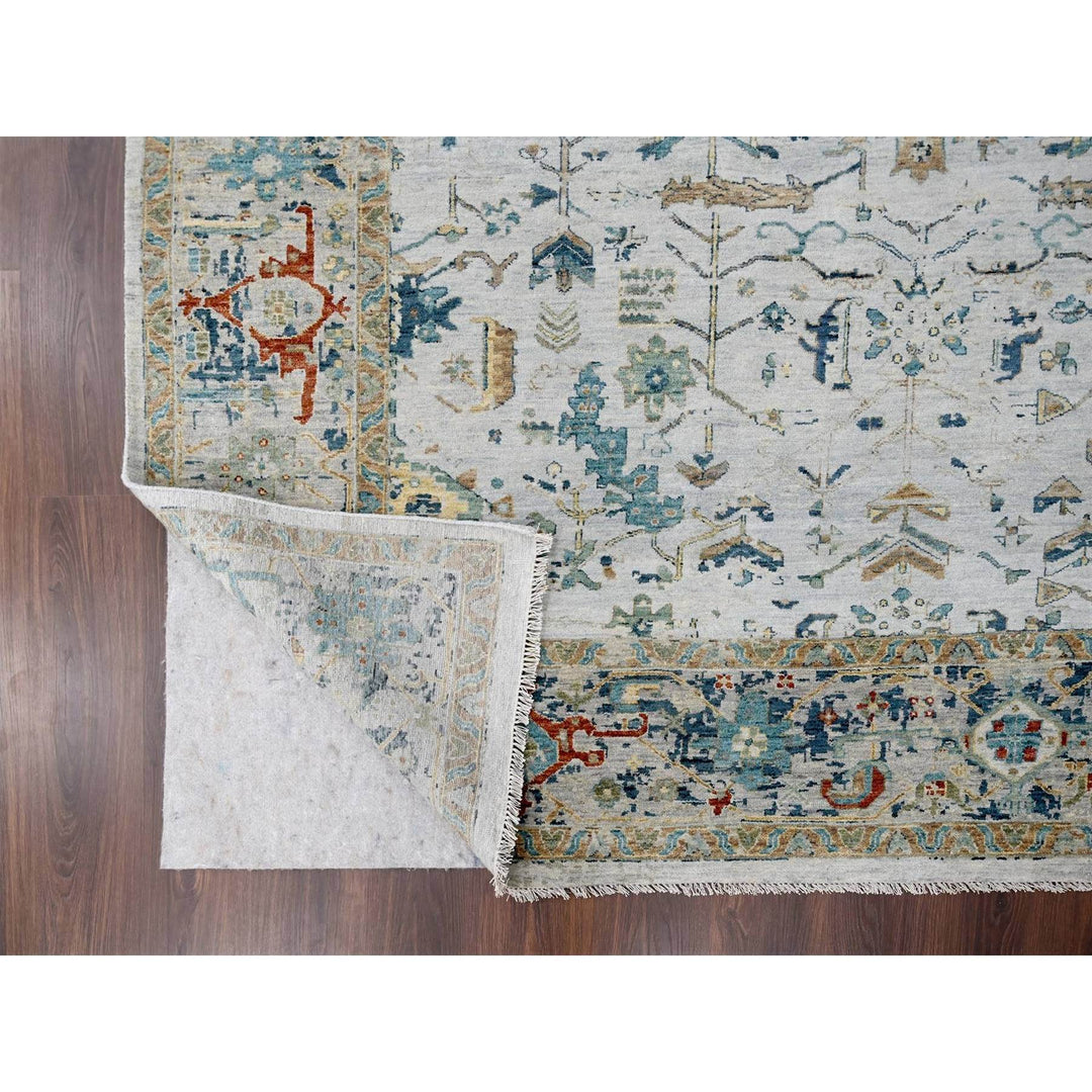 8'10" x 11'10" New Hand Knotted Grey Wool Rectangle Oriental Rug - MOA10210312