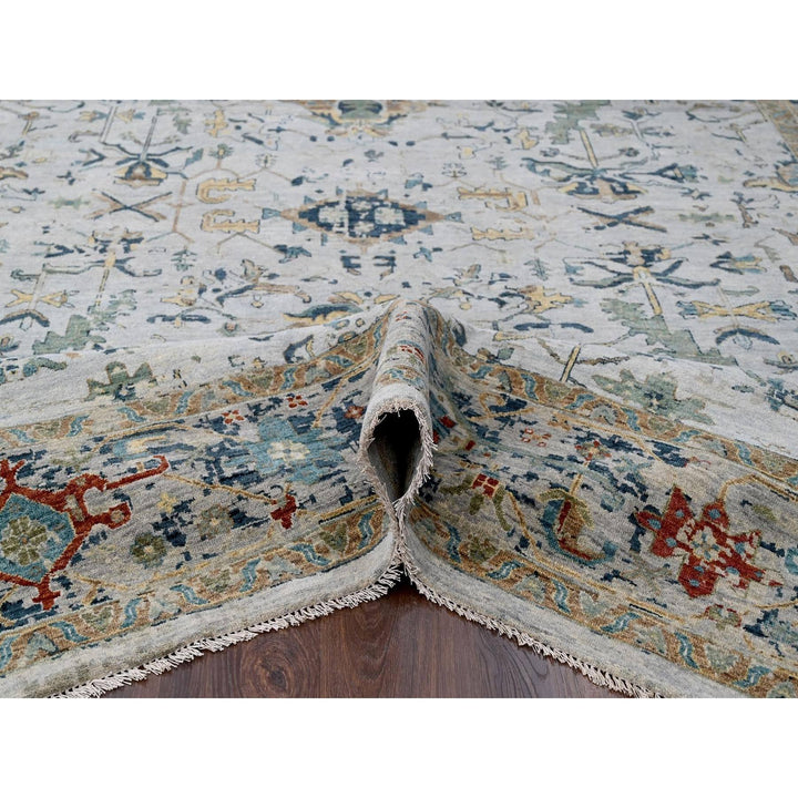8'10" x 11'10" New Hand Knotted Grey Wool Rectangle Oriental Rug - MOA10210312