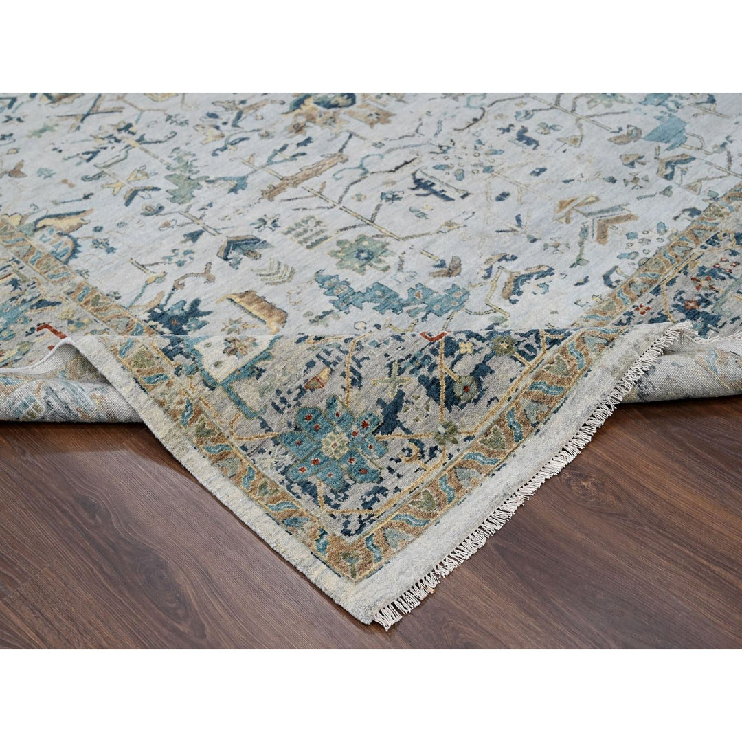8'10" x 11'10" New Hand Knotted Grey Wool Rectangle Oriental Rug - MOA10210312